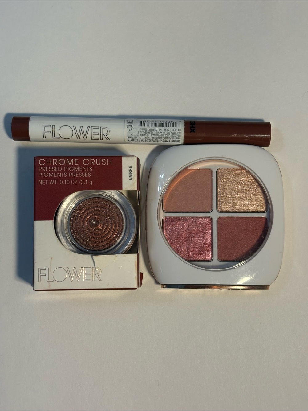 Flower Drew Barrymore Eye Lip Bundle NEW Shadow Quad Pressed Pigment Eyestick